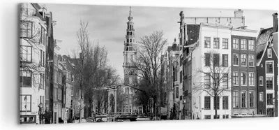 Produktbild von Bild auf Leinwand - Leinwandbild - Einteilig - Schwarzweiß Amsterdam Boote - 120x50cm - Wand Bild - Wanddeko - Wandbilder - Leinwanddruck - Bilder - Wanddekoration - Leinwand bilder - AB120x50-4436