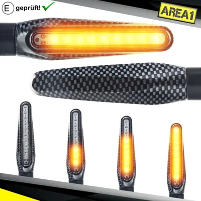 Produktbild von Area1 Motorrad LED Blinker E- Set (2 Stück) M10 mit Lauflichteffekt
