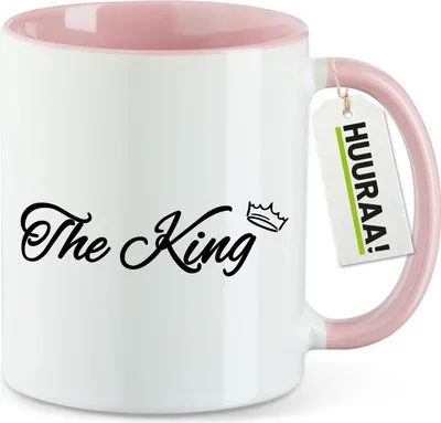 Produktbild von Huuraa Kaffeetasse The King Krone 330ml Rosa Keramik Kaffeebecher Geschenkidee