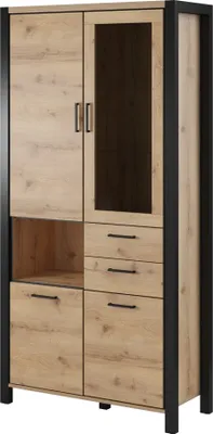 Produktbild von Furniture24 Vitrine Aktiv 13 Highboard Hochschrank Vitrinenschrank 4 Türen 2 Schubladen Ohne Belecuhtung