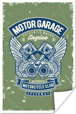 Produktbild von MuchoWow® Poster Mancave - Auto - Motorrad - Retro 20x30 cm - Papierdruck