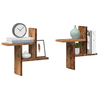Produktbild von PUEAZU Wandregale 2 Stk. Altholz-Optik 38x12x38 cm Holzwerkstoff - Wandregale &21574