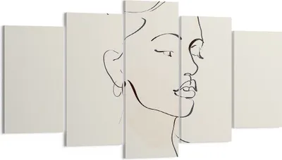 Produktbild von Bild auf Leinwand - Leinwandbild - 5 Teile - Frau Zeichnung Linie - 160x85cm - Wand Bild - Wanddeko - Wandbilder - Leinwanddruck - Bilder - Wanddekoration - Leinwand bilder - Wandbild - EA160x85-5046