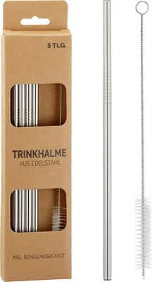 Produktbild von 3 x Edelstahlstrohhalme je 4 Stück inkl Reinigungsbürste