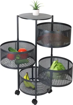 Obrázek produktu pro Kuchyňský vozík s otočnými policemi - kovový, pojízdný, úložný