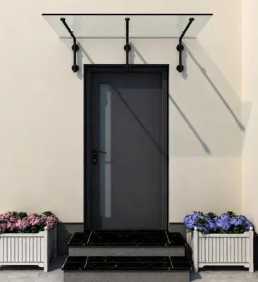 Immagine prodotto di Glaswerk Westfalen - (3L) Pensilina in vetro trasparente 200x90 cm con supporto nero