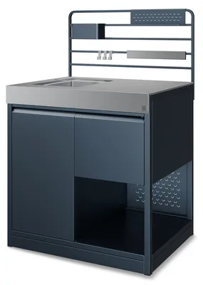 Produktbild von Klarstein WaldChef Spülenschrank – Outdoor-Küchenschrank mit Edelstahlspüle & Arbeitsplatte, pulverbeschichteter Stahl, Regal & ausziehbarer Abfallbehälter