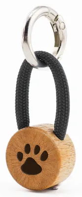 Produktbild von GIPFELWELLE Handgemachter Holz Schlüsselanhänger mit Gravur Kette Ring 4 mm Paracord Segeltau, Damen Herren, Pfote, Anthrazit