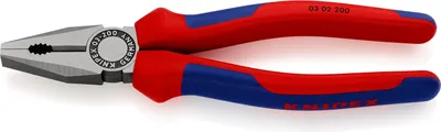 Zdjęcie produktu dla Szczypce uniwersalne Knipex, główka polerowana, rękojeści z dwukolorowym uchwytem wielokomponentowym - 03 02 200 SB