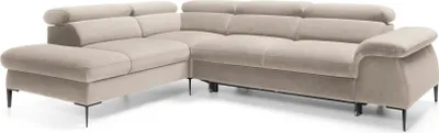 Productafbeelding van FURNLUX Hoekbank, blauwbeige en zwart, 280 cm / Hoofdkleur: beige / Afmetingen: 280 x 94 x 214 cm