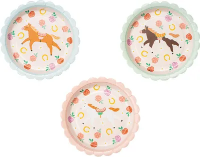 Produktbild von Pappteller D.18cm mit Pferd Motiv 6er Set Pastell Mix