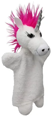 Produktbild von Handpuppe Einhorn 30 cm, Weiß - Plüschhandpuppe