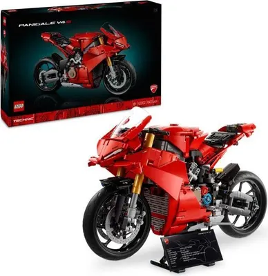 Immagine prodotto di LEGO Technic Ducati Panigale V4 S, modello di moto 42202, replica fedele nei dettagli, supporto espositivo incluso, kit di montaggio per adulti