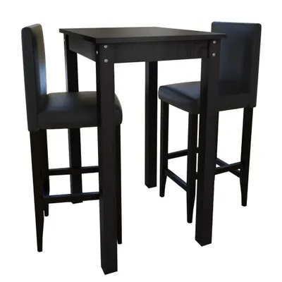 Immagine prodotto di Set bar tavolo da bar con 2 sgabelli da bar nero