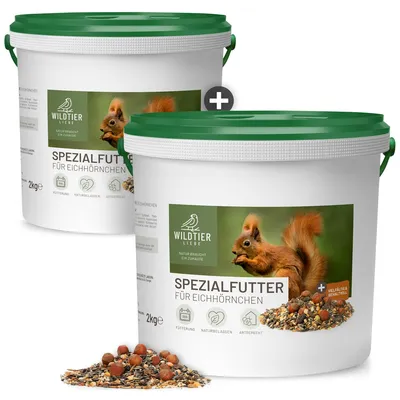 Produktbild von wildtier liebe Eichhörnchenfutter 2x2kg Futter für Eichhörnchen & Streifenhörnchen I Ganzjahres-Futter I Eichhörnchen, Streifenhörnchen Futter