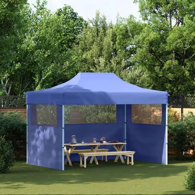 Produktbild von vidaXL Profi-Partyzelt Faltbar mit 3 Seitenwänden 3×4m Stahl Blau