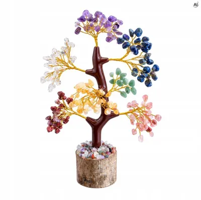 Glücksbaum aus Kristallen - dekorativer Edelsteinbaum mit bunten Steinen als Geschenk