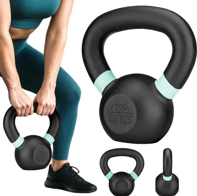 Produktbild von Gymtek® Kettlebell Hantel - 4kg Gewicht - Kugelhantel, Schwunghantel, Kugelgewicht für Home Gym, Fitness, Pilates, Krafttraining