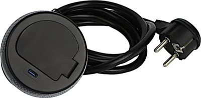 Produktbild von DesignLight Einbausteckdose SINGLE BOX mit USB C SCHWARZ / Tischsteckdose