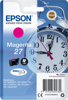 Image de Epson Alarm clock Singlepack Magenta 27 DURABrite Ultra Ink