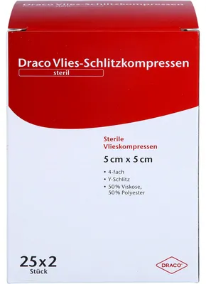 Zdjęcie produktu dla SCHLITZKOMPRESSE włóknina 5x5cm 4-krotna sterylna torebka, 50 szt. kompresów