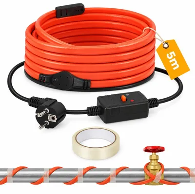 Heizkabel 5 m, selbstregulierend, 25 W/m, IP67, mit Thermostat