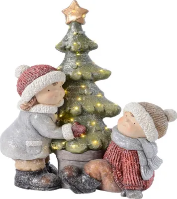 Produktbild von LED Deko Figur Kinder Weihnachtsbaum Polymagnesium H ca 51 cm