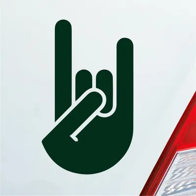 Produktbild von Auto Aufkleber Heavy Metal Gruß Pommesgabel Rock 12x7 cm Dunkelgrün Sticker Heckscheibenaufkleber