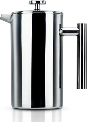 Image de Intirilife cafetière en ARGENT - 1l cafetière à la française en acier inoxydable avec filtre en acier inoxydable - cafetière à piston Machine à café presseur