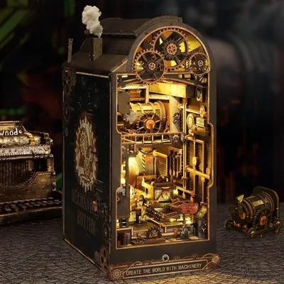 Produktbild von DIY Book Nook Steampunk - 3D-Puzzle - 200 Teile - Miniaturhaus aus Holz - mit LED-Licht