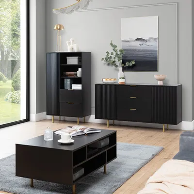Produktbild von Wohnmöbel Set matt schwarz NADOR-132 modern 3-teilig