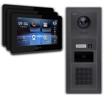 Produktbild von IP 2-Draht BUS Türsprechanlage EFH | Anthrazit : 3 Monitore : 7 Zoll Schwarz : Unterputzdose Monitor Anzahl: 3 Monitore Monitor Farbe: 7 Zoll Schwarz Montage: Unterputzdose