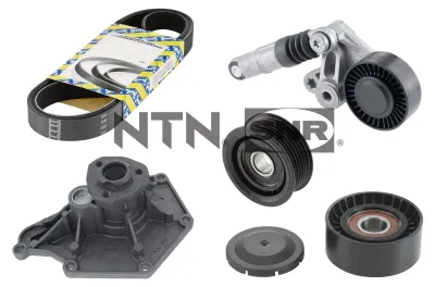 Produktbild von SNR KAP857.510 Wasserpumpe + Keilrippenriemensatz für AUDI A4 Avant (8K5, B8) A6 Avant (4F5, C6) Q5 (8RB) A5 Sportback (8TA) A4 Limousine (8K2, B8)
