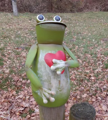 Produktbild von Zaunfigur Zaunhocker Frosch mit Herz Gartendekoration Eisen grün-rot