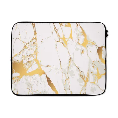 Produktbild von MuchoWow® Laptop Hülle 15 Zoll Marmor - Gold - Weiß - Chic Laptoptasche - Laptoptasche - Sleeve - Rundum-Schutz