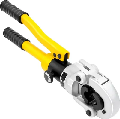 Obrázok produktu pre Hydraulické lisovacie kliešte na rúrky – lisovacie kliešte typu TH – lisovacia sila 8 t (≈8000 kg) – vložky 16/20/25/32 mm – pre rúrky PEX a hliníkové kompozitné rúrky – oceľ Cr40 – žltá farba