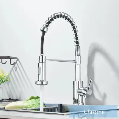 Produktbild von Küchenarmatur - Einhebel Spültischarmatur - Hoher Auslauf - Ausziehbare Brause - Warm Kalt - 304 Edelstahl - Deckmontage - Chrom