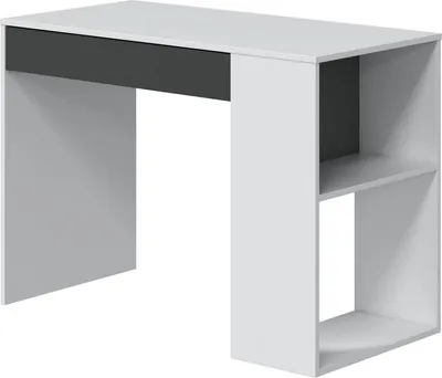 Produktbild von Schreibtisch Danani, Wendeschreibtisch mit Schublade, Arbeits- oder Bürotisch für PC, 101x50h73 cm, Weiß und Anthrazit