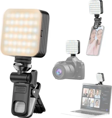 Produktbild von Mini-LED-Fuelllicht, LED-Videolicht 2500 K-9000 K, dimmbares Videokonferenzlicht fuer Computer, Tablet, Mobiltelefon, DSLR-Kamera, eingebauter Akku mit Bildschirmclip und Kaltschuhhalterung