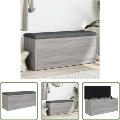 Obrázek produktu pro The Living Store Lavice s úložným prostorem Grey Sonoma 102x42x45 cm Materiál na bázi dřeva