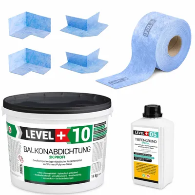 Obrázok produktu pre Hydroizolačná súprava Hydroizolačná malta 2K 14 kg Základný náter 1 l Páska B04 10 m Rohy Level+SET31