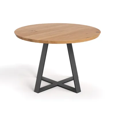 Zdjęcie produktu dla Okrągły stół industrialny, 120 cm, lite drewno, styl loftowy