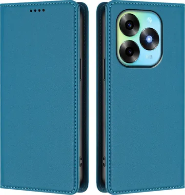 Image de Étui en cuir pour itel S23+, étui à rabat magnétique en cuirPolyuréthaneavec support, bleu lac