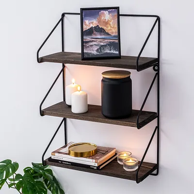 Produktbild von Skye Decor, Violaceae- ViolaceaeCRT, Schwarz,,Nussbaumfarbe, Wandregale, 40 x 14 cm, 100% Fichtenholz (Dicke: 15 mm)