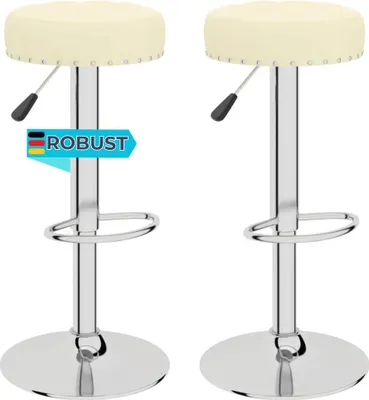 Produktbild von Barhocker KENTR höhenverstellbar 2er Set Creme Stoff | Barstühle drehbar Küchenhocker Thekenhocker für Küche Hausbar