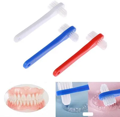 Image de Kit de brosses pour prothèses dentaires - 6 pièces - Kit professionnel pour prothèses dentaires, appareils de nuit et gouttières - Brosse portable à double face - Offre économique