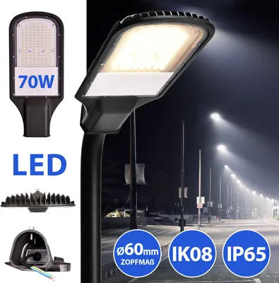 Produktbild von LED Straßenlampe Straßenleuchte Straßenlaterne Straßenbeleuchtung Parkplatzbeleuchtung Hochleuchte 70W 4000K neutralweiß IP65 6300lm