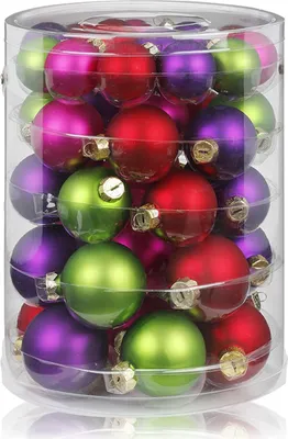 Produktbild von Weihnachtskugeln Happy Xmas | Ø 4+5+6 cm | 44 Stück | Glas | Bunte Christbaumkugeln