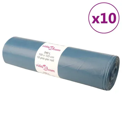 Produktbild von Reißfeste Blaue Müllsäcke 240 Liter, 100 Stück, 100x125 cm, 70 μm Stärke