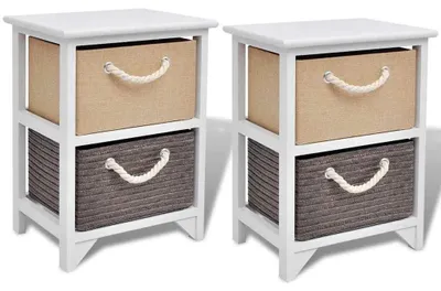 Produktbild von Set aus 2 Nachttischen aus Holz mit je 2 Schubladen